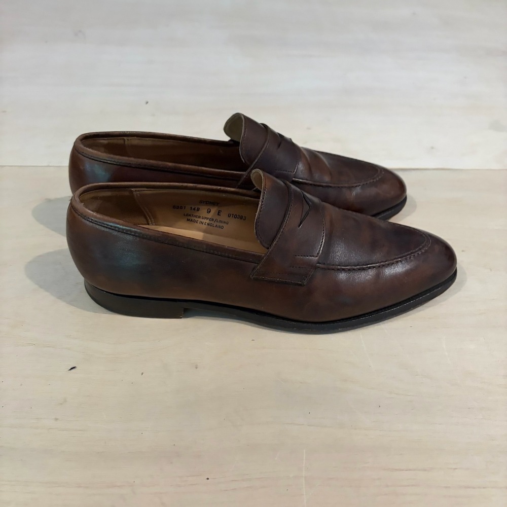 Crockett & Jones Sydney Loafers Mens 9 E UK Brown Leather England Dress Shoe